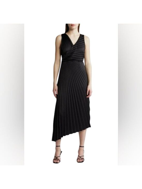 Sam Edelman Dresses & Skirts - Sam Edelman Pleated Asymmetric Hem Satin Dress